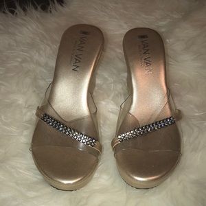 NWOT Gold & Bling Sandals